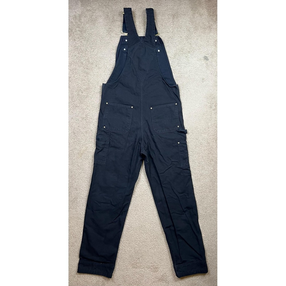 Carhartt Overalls Mens 34x36 Black Relaxed Fit Duck Canvas Bib Utility Workwear - Picture 2 of 16